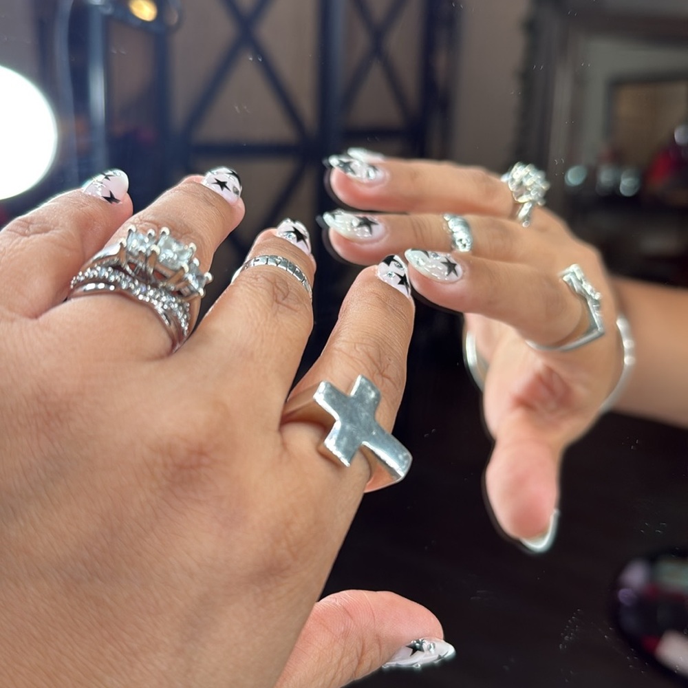 925 Solid Silver Cross Ring - image 2